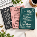 Personalized I Am Resilient Motivational Quote A5 Notebook with Name and 100 Lined Pages Daily Use Birthday Gift for Family Women Friends