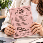 Personalized I Am Resilient Motivational Quote A5 Notebook with Name and 100 Lined Pages Daily Use Birthday Gift for Family Women Friends