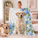 Personalisierte Haustierfoto Kuscheldecke im Ölgemälde-Stil | mit Namen & Geburtsblume | Weiche Wohndecke | Geburtstagsgeschenk für Haustierbesitzer