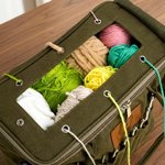 Borsa tote in tela personalizzata, con nome e multitasca porta gomitoli - Regalo di compleanno per amanti del lavoro a maglia