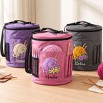 Personalised Yarn Ball Birth Flower Oxford Large Cylindrical Yarn Storage Bag with Name Daily Use Birthday Gift for Crochet Lovers Women