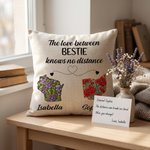 Personalized Long Distance Two States State Flowers Soft Throw Pillow Cover with Title & Name Home Decor Christmas Anniversary Gift for Besties Family