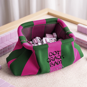 Personalised Mahjong Queen Striped Knitted Large Capacity Mahjong Tile Pouch Bag with Embroidered Name Christmas Holiday Gift for Mahjong Lover