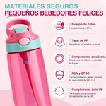 Botella de agua personalizada con nombre foto y personaje animado pajita de silicona regalo de cumpleaños y vuelta al cole para niños y estudiantes 10