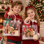 Bolsa de regalo transparente personalizada de Navidad con iniciales y diseño de abalorios, con el nombre del destinatario; regalo para fiestas navideñas y uso diario para niños 5