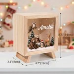 Personalised 3D-Effect Artwork Nordic Woodland Animals Wooden Money Box Piggy Bank with Name Desk Decor Christmas Gift for Kids