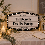 Personalized TIL Death Do Us Party Acrylic Lighted Wedding Sign with Surname and Date Wedding Party Gift for Newlyweds