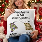 Personalized Long Distance Two States State Flowers Soft Throw Pillow Cover with Title & Name Home Decor Christmas Anniversary Gift for Besties Family