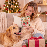 Personalized Holly Christmas Theme Pet Photo Greeting Card with Name and Text Christmas Party Gift for Pet Lovers Friends Family