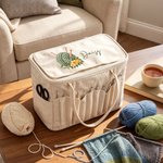 Personalized Knitting Theme Birth Flower Large Capacity Storage Bag with Name Daily Use Christmas Birthday Gift for Knitting Enthusiast