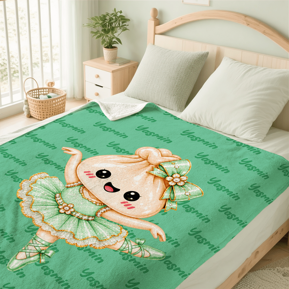 Manta suave personalizada con nube de palabras del personaje «Dumpling», la bailarina de ballet con purpurina, con nombre; decoración para el hogar; regalo de cumpleaños y Navidad para niñas y bailarinas de ballet 8