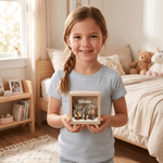 Personalised 3D-Effect Artwork Nordic Woodland Animals Wooden Money Box Piggy Bank with Name Desk Decor Christmas Gift for Kids