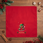 Personalized Christmas Theme Cute Snowman Elf Initial 100% Cotton Red Napkin with Name Table Decor Christmas Gift for Family Friends