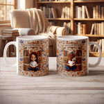 Personalized Cartoon Reader 11 oz 15 oz Ceramic Mug with Name and Coaster  Birthday Christmas Gift for Teachers Bookworms