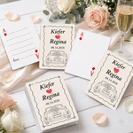 Personalised Multicolour Wedding Theme Striped Line Photo Playing Cards Iron Box Set with Name and Date Wedding Engagement Gift for Newlyweds Couples