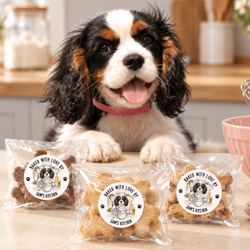 Personalised Pet Baking Theme Photo Waterproof Stickers with Text Daily Use Baking Cupcake Birthday Gift for Bakers Pet Lovers Owners 2