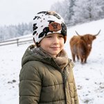 Personalisierte Kuhflecken Beanie mit Hochlandrindmotiv & Namen | Strickmütze | Winteraccessoire | Geburtstags- & Weihnachtsgeschenk für Tierliebhaber 2