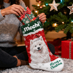 Personalized Christmas Theme Oil Painting Pet Photo Christmas Stocking with Name Home Decoration Christmas Gift for Pet Owners
