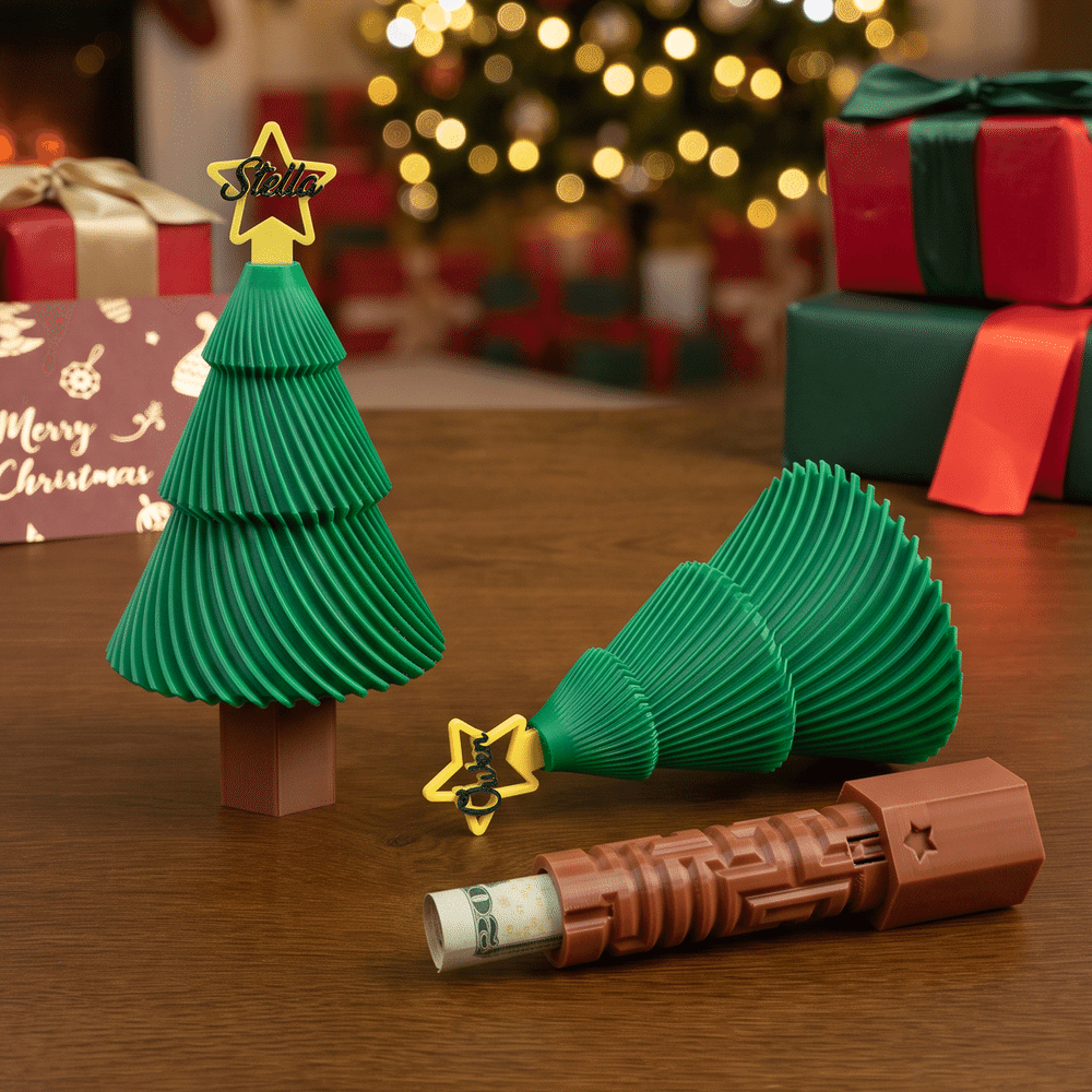 Caja-rompecabezas personalizada con labrado en 3D: árbol de Navidad, muñeco de nieve y laberinto; caja interactiva oculta y divertida para guardar dinero, con nombre; regalo de Navidad para niños, adultos y toda la familia 2