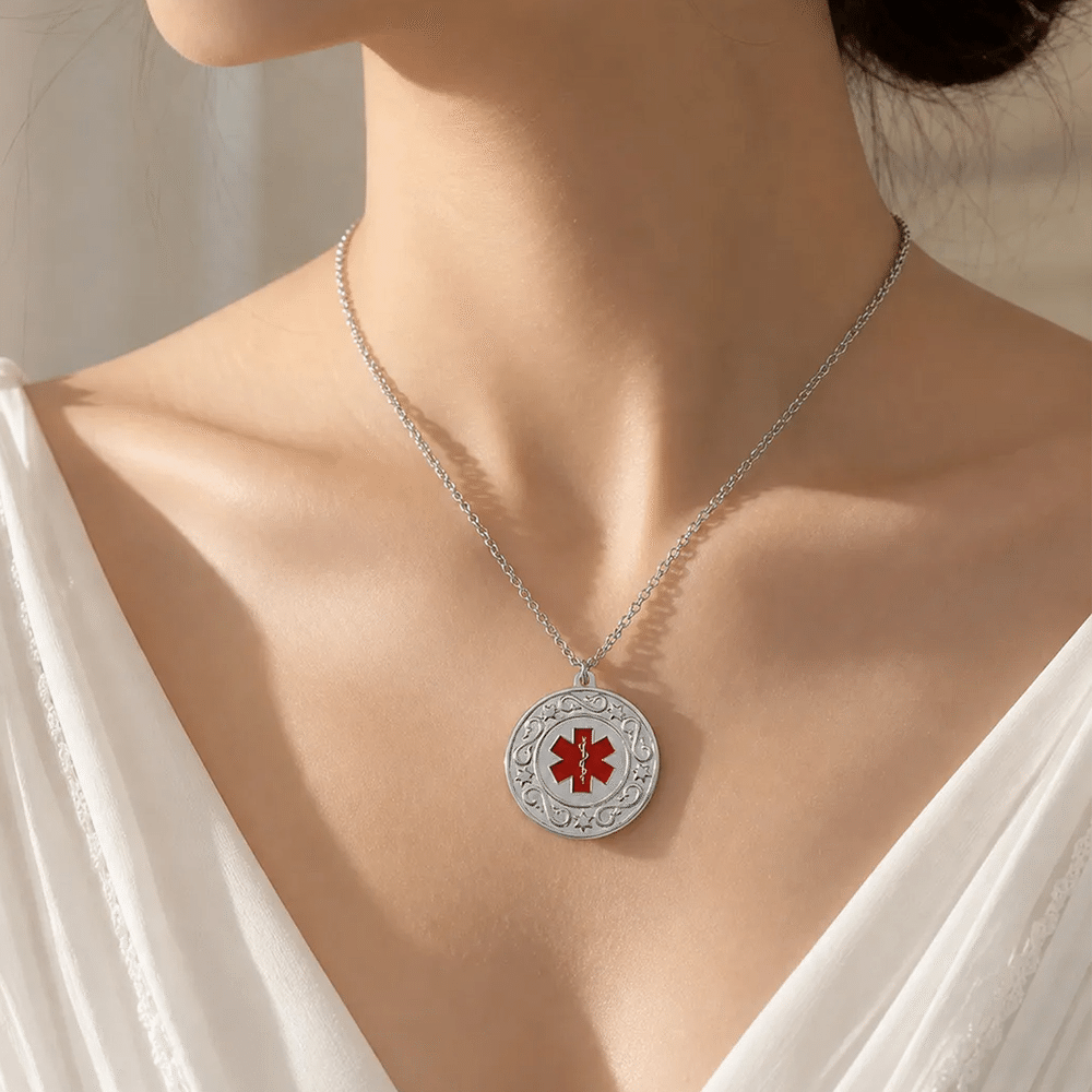 Personalised Engraved Medical Alert Symbol Stainless Steel Necklace with QR Code Emergency Healthcare Gift for Patients Caregivers 7