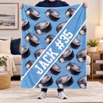 Personalized Hockey Baseball Soccer Ball Sports Soft Throw Blanket with Text Game Day Birthday Gift for Sports Lovers