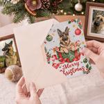 Personalized Holly Christmas Theme Pet Photo Greeting Card with Name and Text Christmas Party Gift for Pet Lovers Friends Family