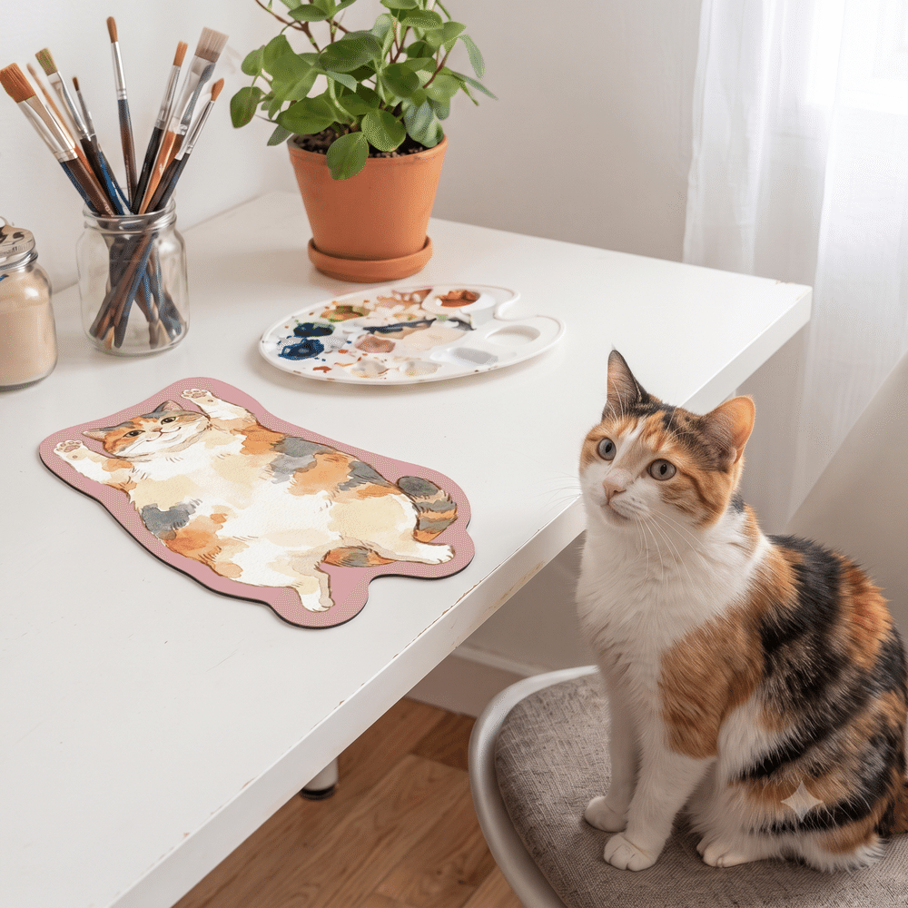 Personalised Watercolor Style Pet Photo Non-Slip Mouse Pad Desk Decor Birthday Christmas Gift for Dog Cat Pet Owner 7