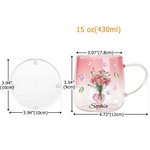 Personalized Butterfly Birth Flower 3D Heart Ornament 15 oz Glass Mug with Name Mother's Day Birthday Gift for Mom Woman