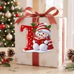 Adorno acrílico personalizado de Navidad con un muñeco de nieve leyendo, con nombre y letra; decoración para el árbol de Navidad y el hogar; regalo de Navidad para niños y la familia 2