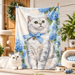 Personalisierte Haustierfoto Kuscheldecke im Ölgemälde-Stil | mit Namen & Geburtsblume | Weiche Wohndecke | Geburtstagsgeschenk für Haustierbesitzer