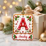 Personalized Holly Cute 3D-Effect Artwork Gingerbread Initial Acrylic Ornament with Name Home Tree Decor Christmas Gift for Family Children 6