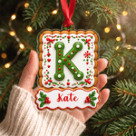 Personalized Holly Cute 3D-Effect Artwork Gingerbread Initial Acrylic Ornament with Name Home Tree Decor Christmas Gift for Family Children 2