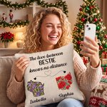 Personalized Long Distance Two States State Flowers Soft Throw Pillow Cover with Title & Name Home Decor Christmas Anniversary Gift for Besties Family