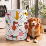 Cesto portaoggetti impermeabile personalizzato con motivo illustrativo in stile doodle raffigurante cani e gatti, dotato di manico e nome: regalo per l'inaugurazione della casa o per il compleanno, ideale per gli amanti degli animali domestici