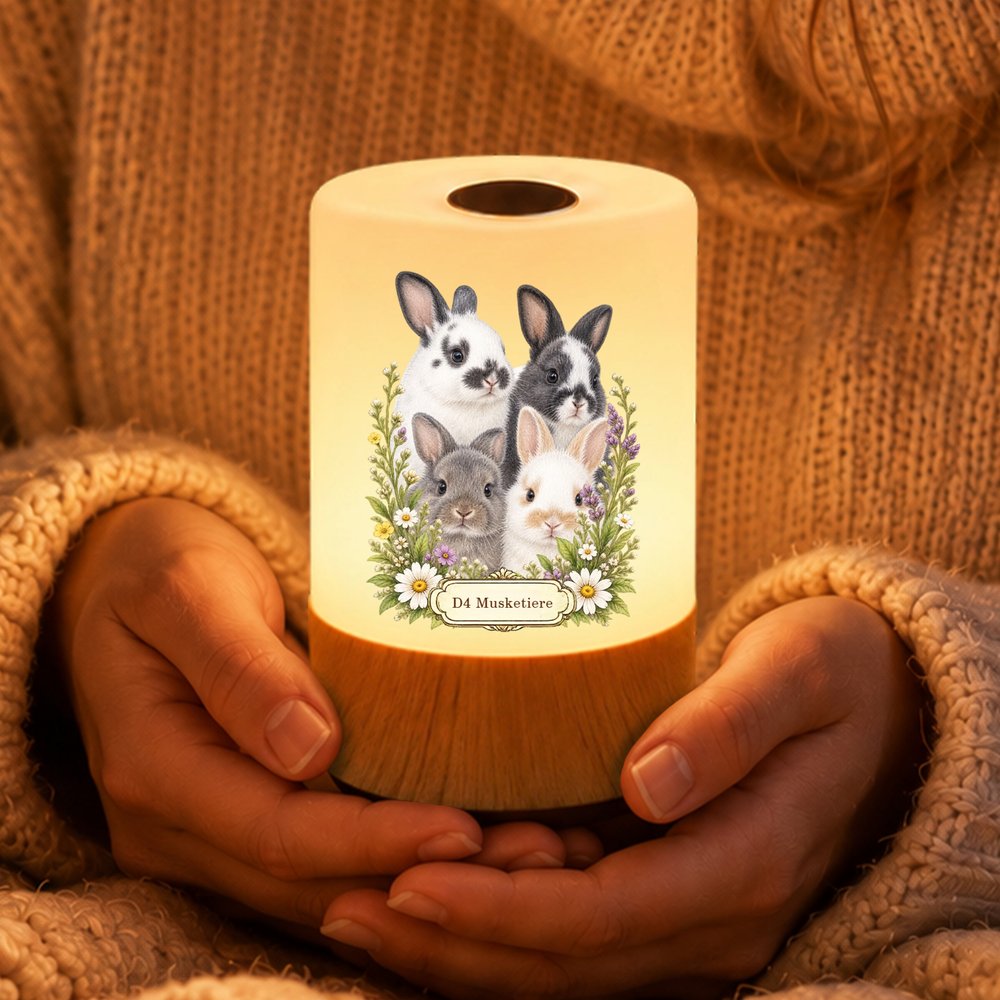Personalisiertes Haustier-Foto Nachtlicht mit Blumen & Namen | Kabellos & Dimmbar | Schlafzimmer Deko | Geburtstagsgeschenk für Herrchen & Frauchen 4