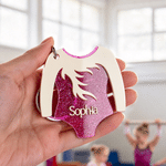Personalized Glitter Gymnast Leotard Acrylic Keychain with Name Gymnastics Accessory Competition Day Birthday Gift for Gymnast Girls
