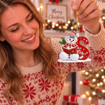 Adorno acrílico personalizado de Navidad con un muñeco de nieve leyendo, con nombre y letra; decoración para el árbol de Navidad y el hogar; regalo de Navidad para niños y la familia 7