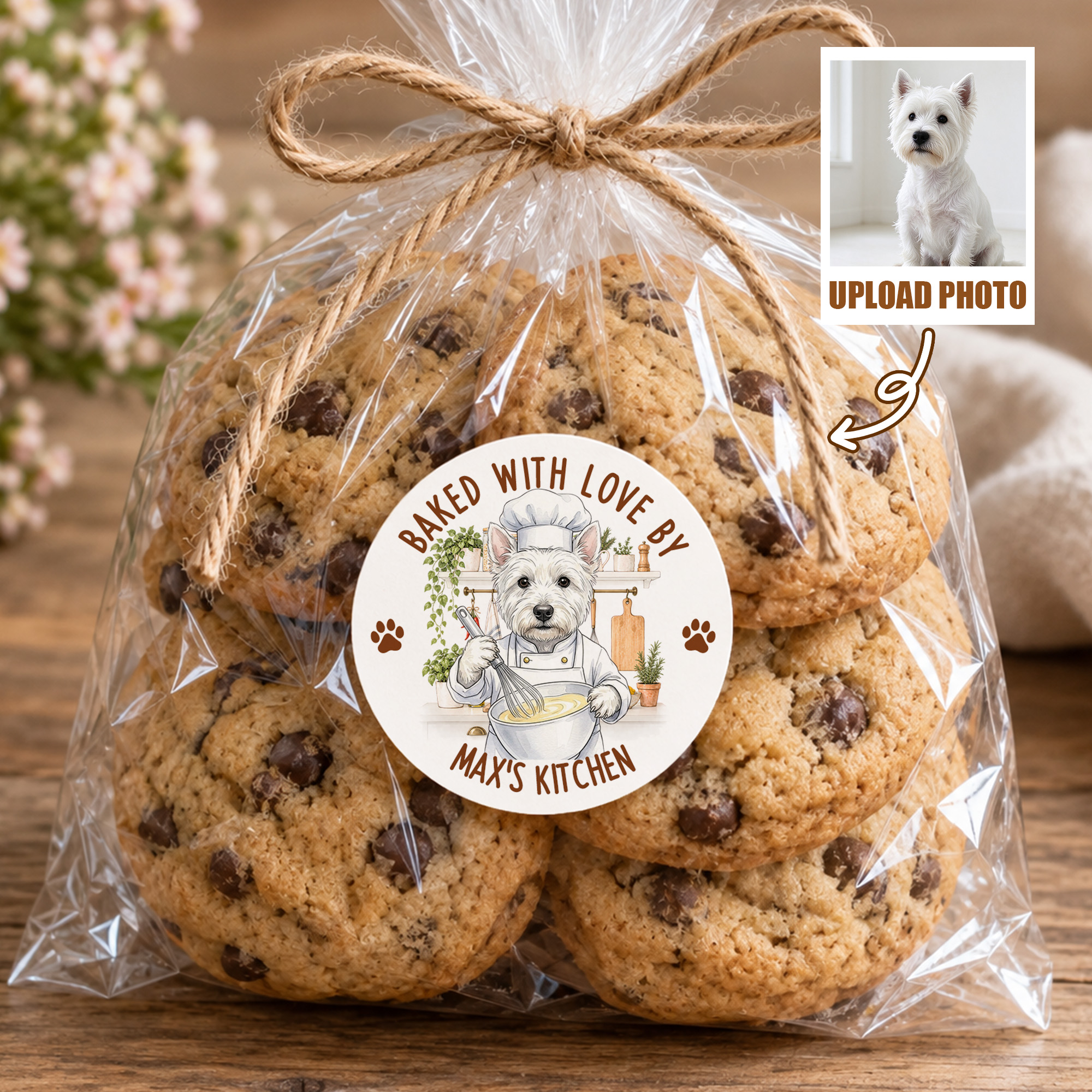 Individuell gestaltete, wasserfeste Fotoaufkleber zum Thema „Backen mit Haustieren“ mit Text – für den täglichen Gebrauch, zum Backen von Cupcakes, als Geburtstagsgeschenk für Bäcker, Tierliebhaber und Haustierbesitzer