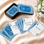 Personalised Multicolour Wedding Theme Striped Line Photo Playing Cards Iron Box Set with Name and Date Wedding Engagement Gift for Newlyweds Couples