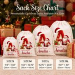 Personalised Merry Christmas Santa Claus Canvas Drawstring Gift Bag with Name and Initial Christmas Eve Party Gift for Kid
