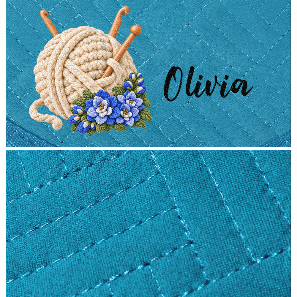 Personalised 3D-Effect Artwork Birth Flower Crochet Yarn Crochet Hook Organiser with Name Knitting Accessories Birthday Gift for Crochet Enthusiasts 7
