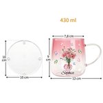 Taza personalizada de vidrio 430 ml con mariposa flor de nacimiento corazón 3D y nombre regalo de cumpleaños y Día de la Madre para mujeres 11