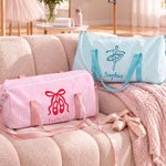 Personalised Multicolour Ballet Element Seersucker Duffle with Name Dance Class Birthday Gift for Ballet Lovers Kids