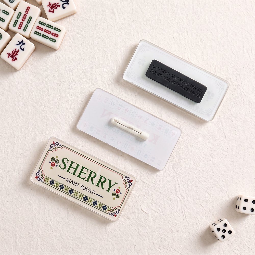Personalized Acrylic Mahjong Design Magnetic Name Tag with Text Mahjong Night Group Club Gift for Mahjong Lovers Players 6