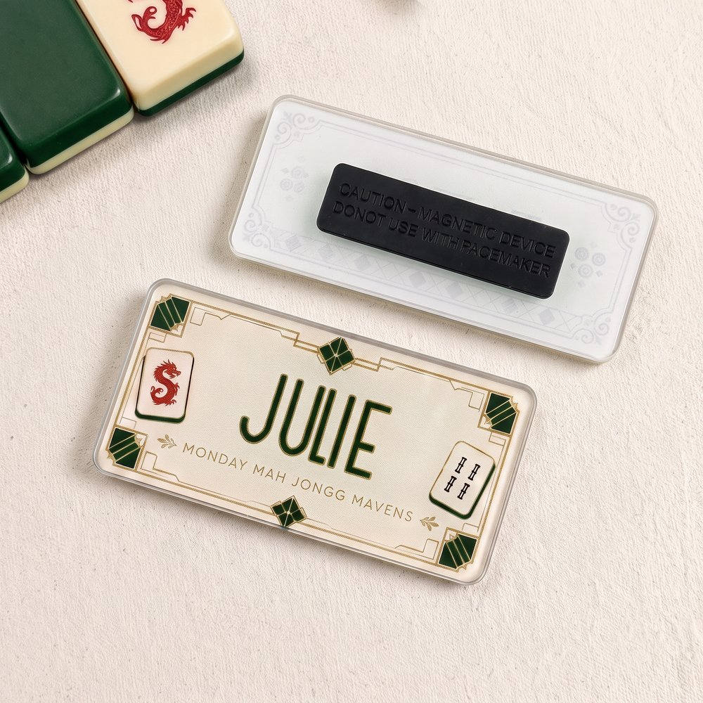Personalized Acrylic Mahjong Design Magnetic Name Tag with Text Mahjong Night Group Club Gift for Mahjong Lovers Players 5