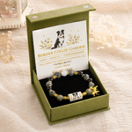 Juego de caja de regalo, tarjeta y pulsera personalizada con cuentas de cristal e ilustraciones de razas de perros, con nombre; regalo conmemorativo para mamás de perros y amantes de las mascotas 4