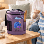 Personalised Yarn Ball Birth Flower Oxford Large Cylindrical Yarn Storage Bag with Name Daily Use Birthday Gift for Crochet Lovers Women