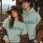 Personalised Turquoise Silver Scrollwork Style Soft Sweatshirt Hoodie with Name Daily Wear Birthday Gift for Women Men 4