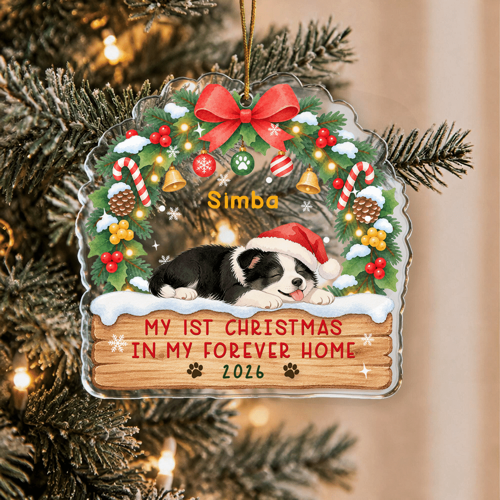Personalised My 1st Christmas Pet Photo Design Acrylic Ornament with Name and Year Christmas Tree Decor Christmas Gift for Pet Owners Lovers 2
