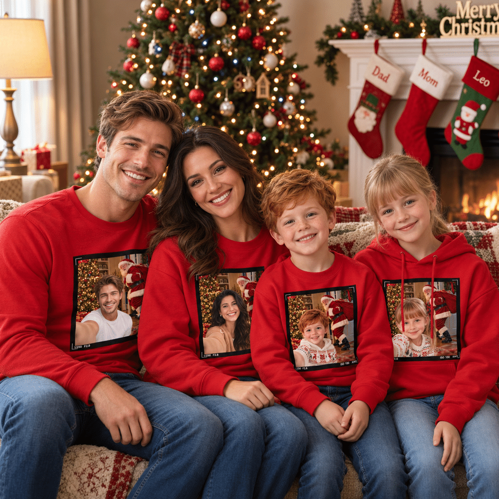 Personalized Funny Christmas Selfie Santa Claus Kid Adult T-shirt Sweatshirt Hoodie Daily Wear Christmas Gift for Family Friends Pet Owners 7